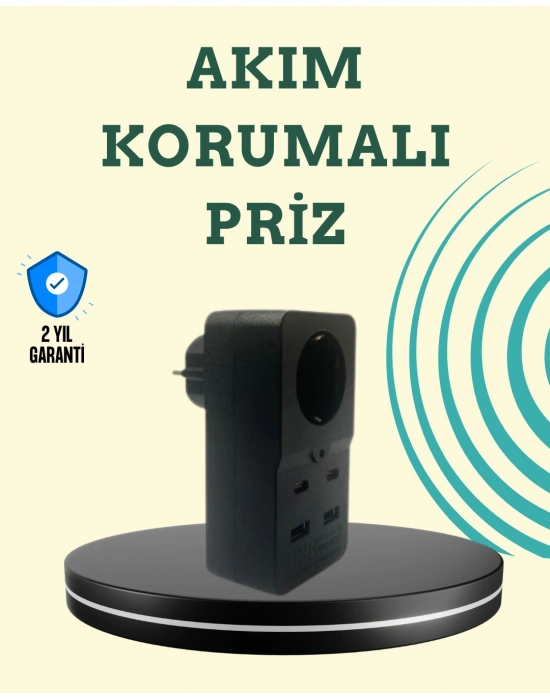 ® Isıya Dayanıklı PC Gövdeli Akım Korumalı Priz 4 USB
