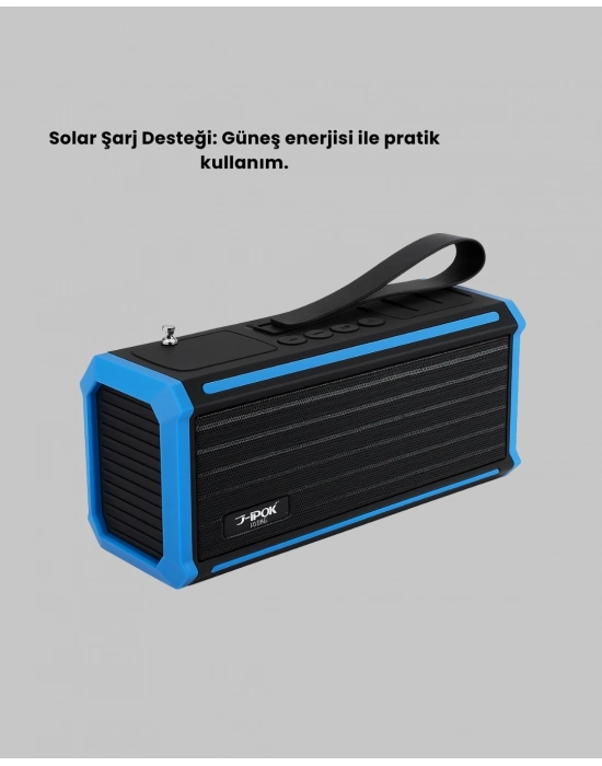 ® J-IPOX P520 Bluetooth Hoparlör 8W Güçlü Ses Solar Şarj FM Radyo