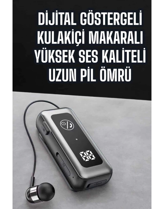 ® Kablolu Makaralı Bluetooth Kulaklık Uzun Pil Ömrü Dijital Göstergeli