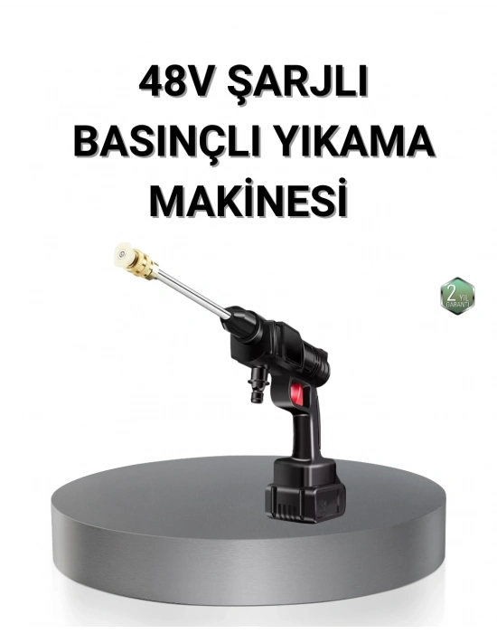 ® Kablosuz Basınçlı Yıkama Makinesi – 48V Güçlü Motor, 2 Pil ve Köpük Hazneli