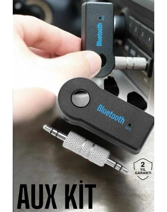 Kablosuz Bluetooth Aux Araç Kiti Siyah Hafıza Kartlı