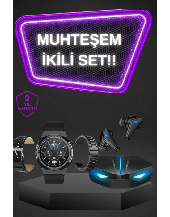 ® Kablosuz Bluetooth Bağlantılı Kulaklık ve Dokunmatik Ekran Akıllı Saat Arama Cevaplama