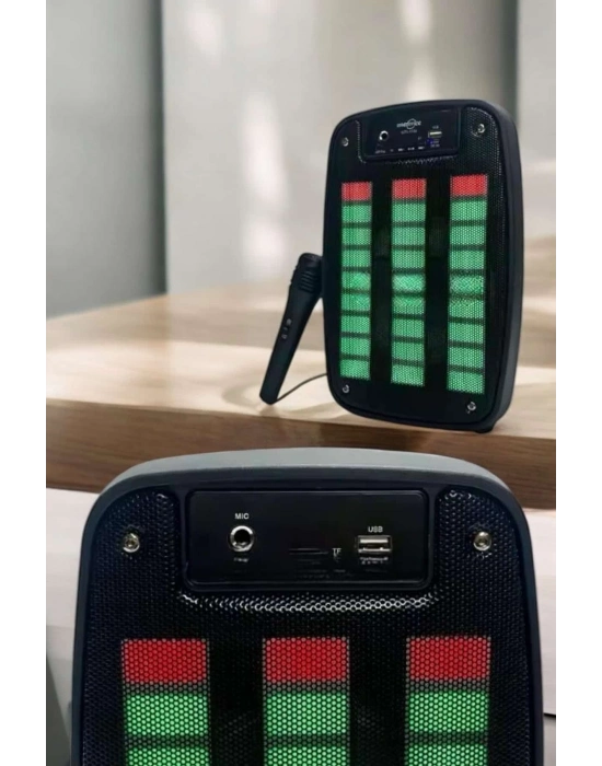 ® Kablosuz Bluetooth Hoparlör Taşınabilir 6.5 inç LED Işık Kareoke