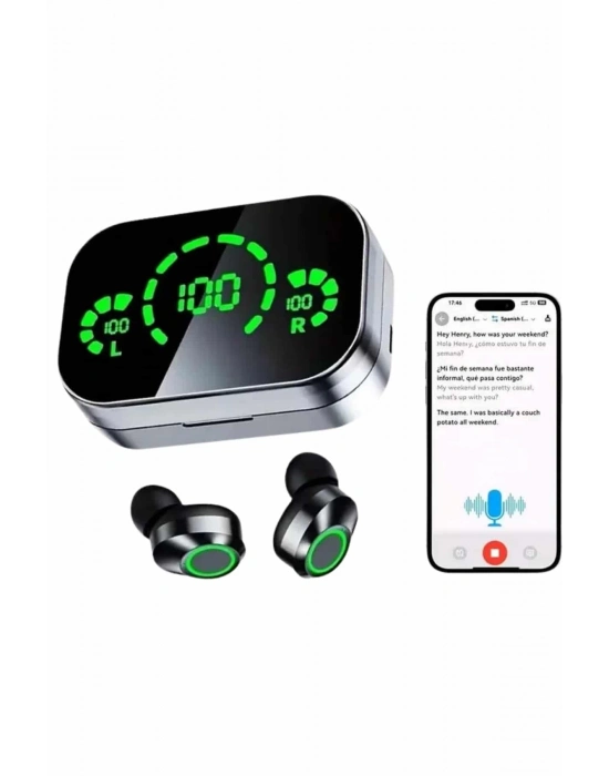 ® Kablosuz Bluetooth Kulaklık Çift Telefon Destekli Powerbankli Dijital Göstergeli