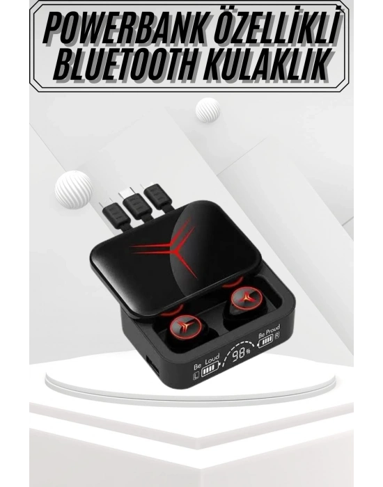 ® Kablosuz Bluetooth Kulaklık Powerbank Özellikli Göstergeli Hd Mikrofon