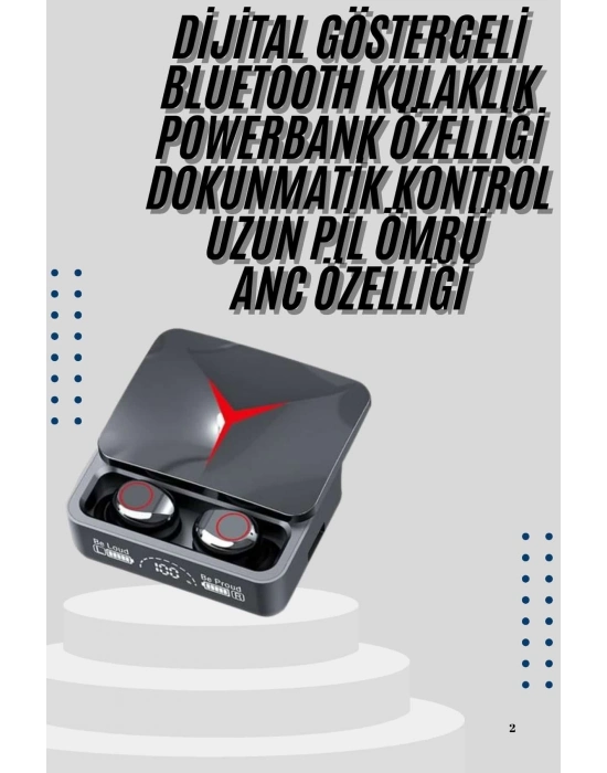 ® Kablosuz Bluetooth Kulaklık Powerbank Özellikli Göstergeli Hd Mikrofon