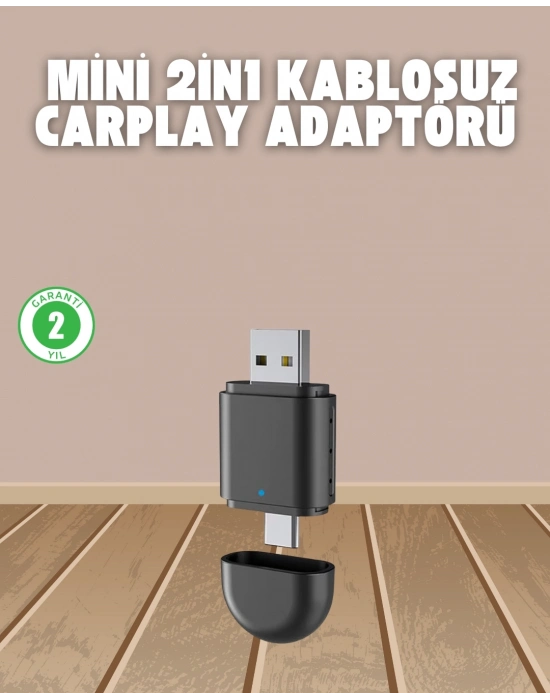 ® Kablosuz CarPlay Adaptörü – USB-A & Type-C Uyumlu Hızlı Bağlantı Cihazı