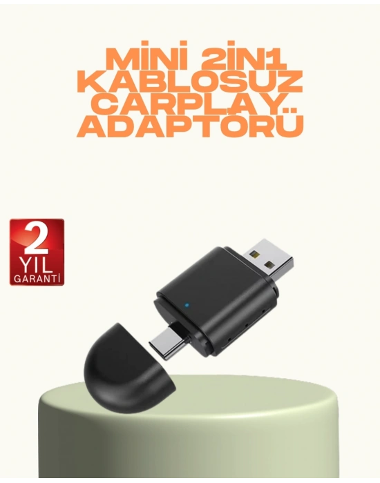 ® Kablosuz CarPlay ve Android Auto Adaptörü – USB-A & Type-C Girişli Akıllı Dönüştürücü