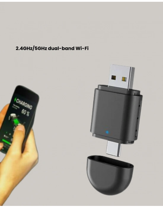 ® Kablosuz CarPlay ve Android Auto Adaptörü – USB-A & Type-C Girişli Akıllı Dönüştürücü