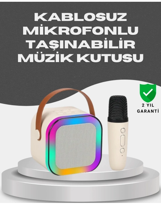 ® Kablosuz Karaoke Mikrofon Hoparlör Seti Güçlü Ses Çıkışı