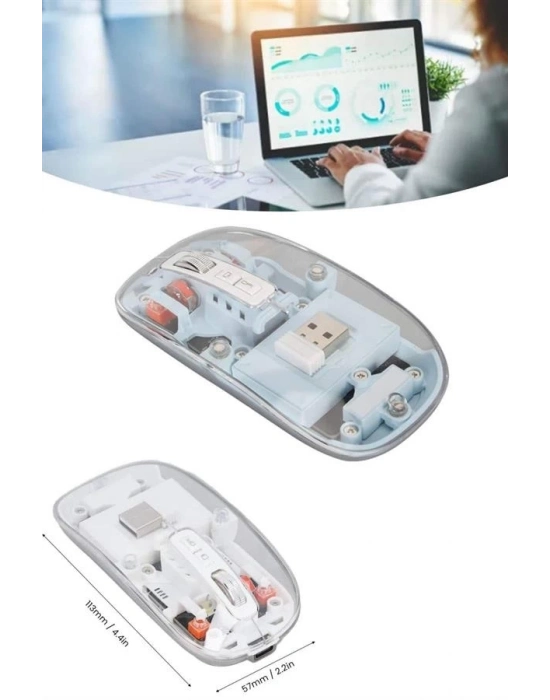 ® Kablosuz Mouse Fare Şarjlı Bluetooth Wireless Çift Modlu Sessiz