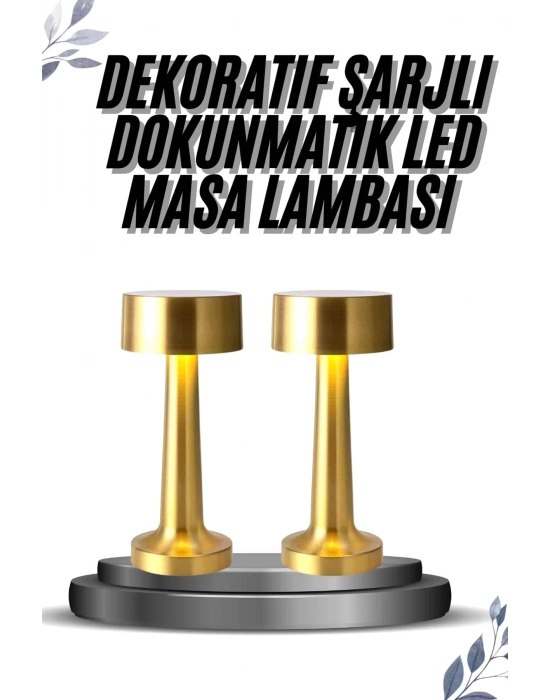 ® Kablosuz Renkli Masa ve Gece Lambası Altın Rengi Dokunmatik Led Lamba
