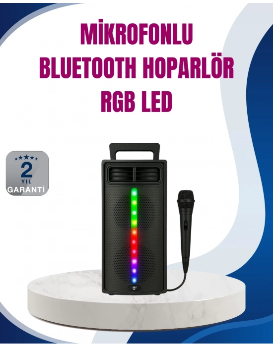 ® Kablosuz RGB Işıklı Bluetooth Hoparlör | Ev, Parti ve Açık Hava Kullanımı