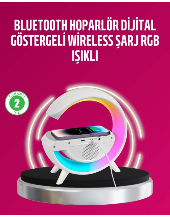 ® Kablosuz Şarjlı LED Masa Lambası Çalar Saat ve Beyaz Gürültü Özellikli