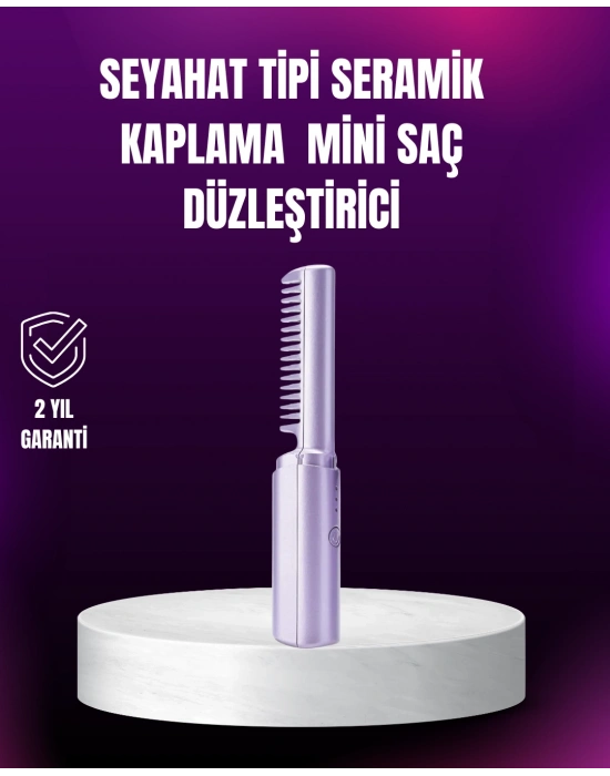 ® Kablosuz USB Şarjlı Saç Düzleştirici Tarak – Seyahat Boy