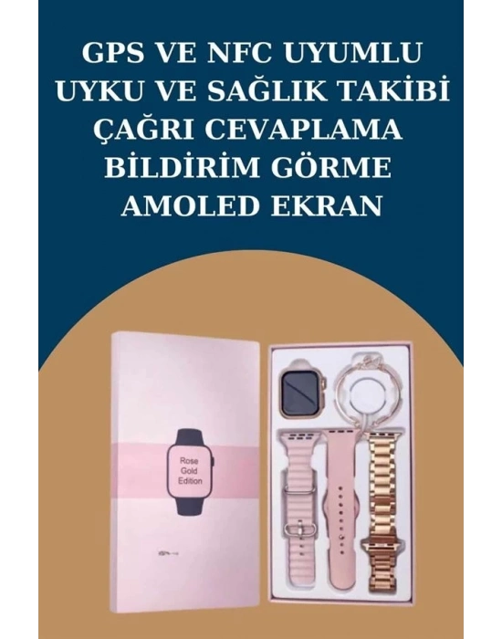 ® Kadınlar İçin 3 Kordonlu Akıllı Saat ve Dijital Göstergeli Powerbankli Bluetooth Kulaklık Dokunmatik Kontrol