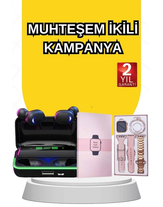 ® Kadınlara Özel Bileklik Hediyeli Akıllı Saat ve Dijital Göstergeli ANC Özellikli Bluetooth Kulaklık