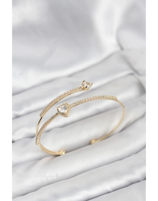 ® Kalp Model Pirinç Gold Renk Kadın Bileklik