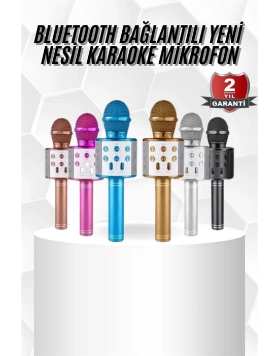 ® Karaoke Mikrofon Bluetooth Bağlantılı Aux Girişli Uzun Pil Ömrü Yüksek Ses Kaliteli
