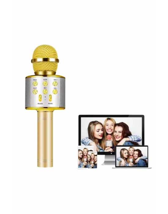 ® Karaoke Mikrofon Bluetooth Bağlantılı Aux Girişli Uzun Pil Ömrü Yüksek Ses Kaliteli