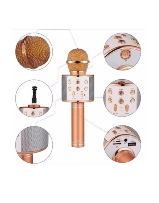 ® Karaoke Mikrofon Dahili Hoparlörlü Sd-usb-aux Girişli Bluetooth Hoparlör