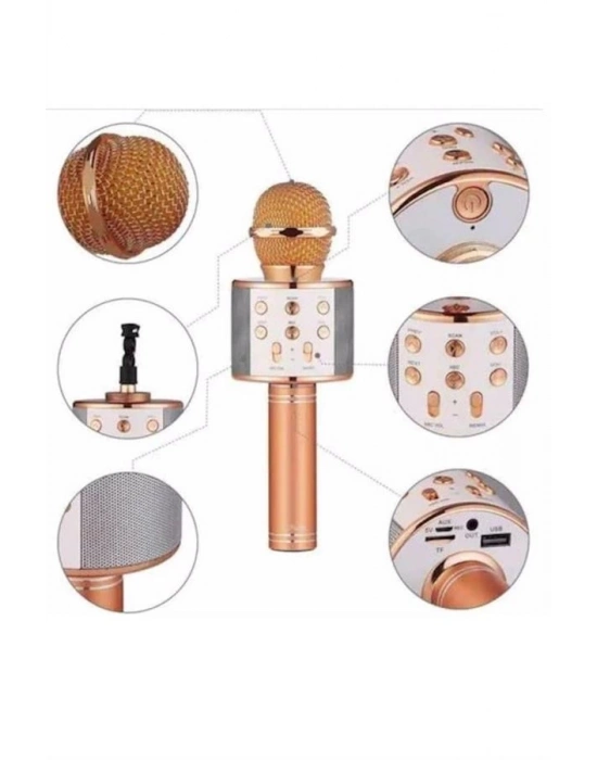 Karaoke Mikrofon Dahili Hoparlörlü Sd-usb-aux Girişli Bluetooth Hoparlör