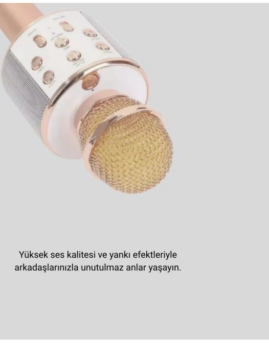 Karaoke Mikrofonu Bluetooth USB AUX Girişli Yankı Efektli