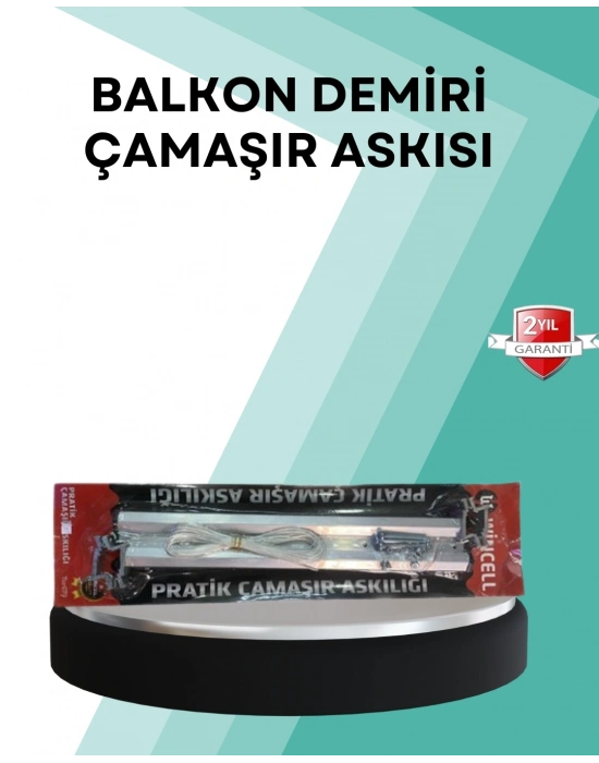 ® Kare Küpeşte Uyumlu Balkon Çamaşır Askısı 25x60 cm Beyaz Pratik