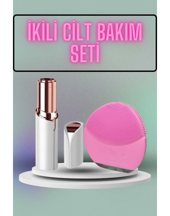 ® KAŞ BIYIK VE YÜZ EPİLASYON ALETİ VE TİTREŞİMLİ YÜZ TEMİZLEME MASAJ ALETİ İKİLİ SET