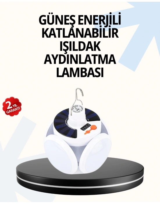 ® Katlanabilir 5 Kanatlı Solar LED Bahçe ve Kamp Lambası