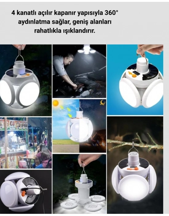 Katlanabilir 5 Kanatlı Solar LED Bahçe ve Kamp Lambası