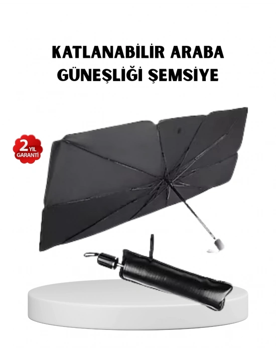 ® Katlanabilir Ön Cam Güneşliği Şemsiye – Her Araca Uygun Isı ve Işık Koruması