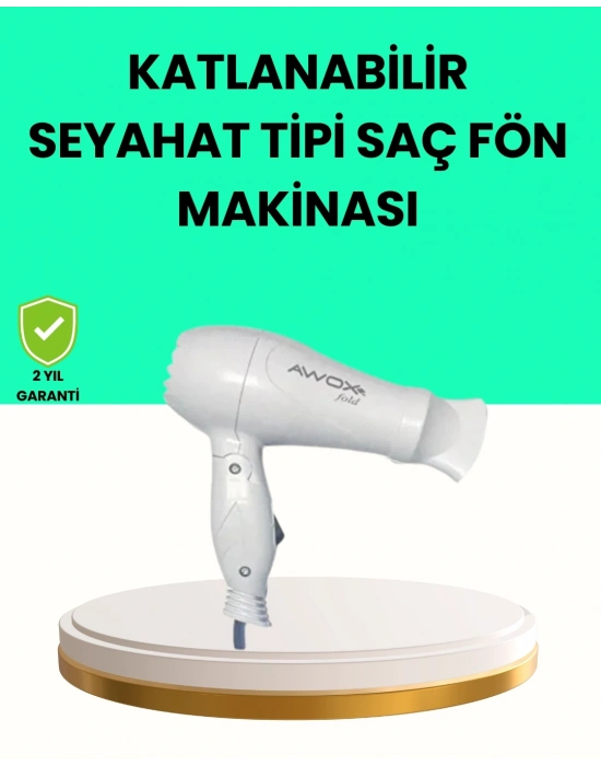 ® Katlanabilir Seyahat Tipi Saç Kurutma Makinesi Çift Kademeli Ayar