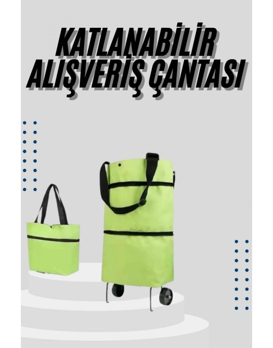 ® Katlanabilir Tekerlekli Çantalı Çarşı Pazar Arabası Alışveriş Çantası Piknik Çantası