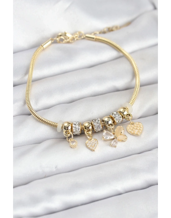 ® Kelebek Charmlı Gold Renk Kadın Bileklik