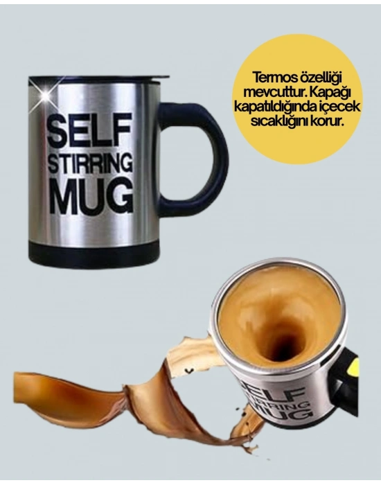 ® Kendi Kendini Karıştıran Termos Kupa | Güçlü Motor ve Çift Katmanlı Isı Koruma