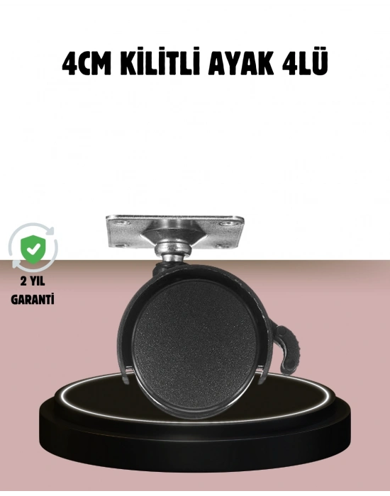 ® Kilitli 4 cm Tekerlek Ayak 4’lü Set Zemin Koruyucu