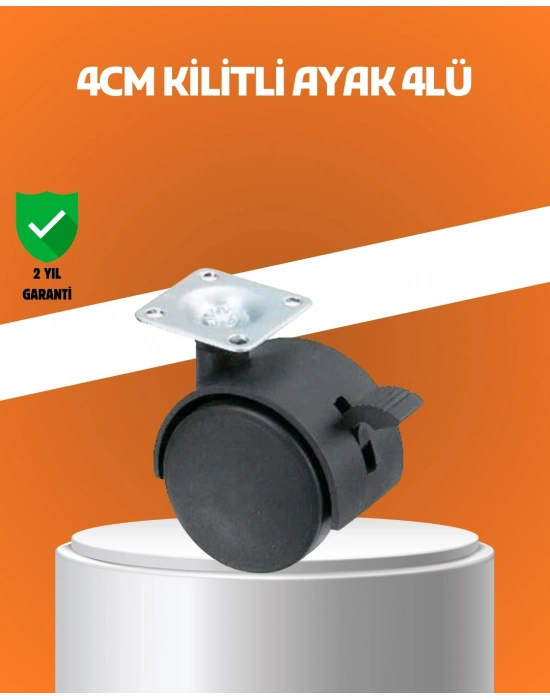 ® Kilitli Mini Tekerlek Ayak 4 cm 4’lü Set