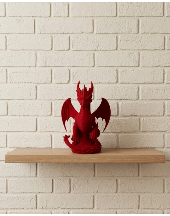 ® Kırmızı Ejderha Biblo 12 cm Dekoratif Fantastik Obje Hediyelik Süs Eşyası