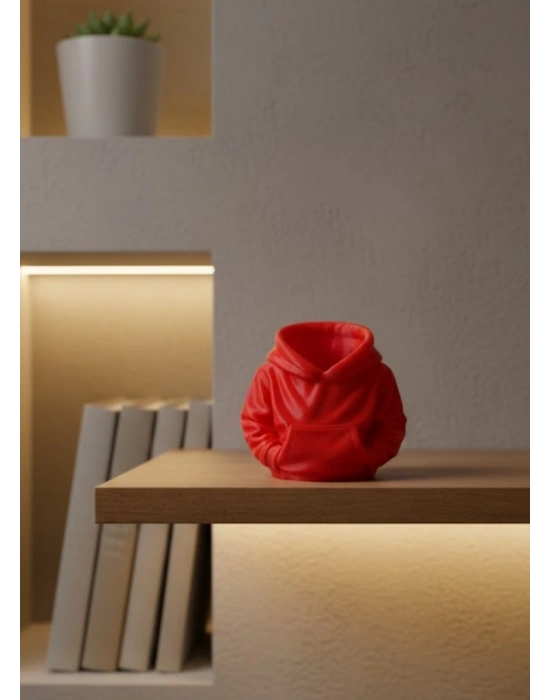 ® Kırmızı Hoodie Kalemlik 10x10 cm Masa Üstü Düzenleyici