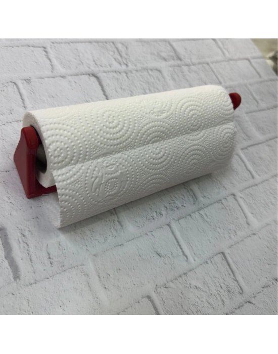 ® Kırmızı Peçete Tutucu Duvara Monte Pratik Kağıt Havlu Askısı