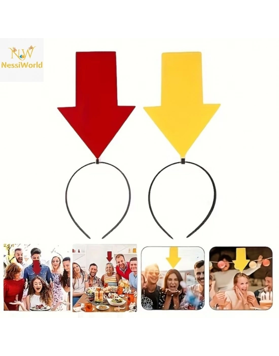Kişiselleştirilebilir Ok İşaretli Mesaj Tacı (2’li Set Sarı-Kırmızı)