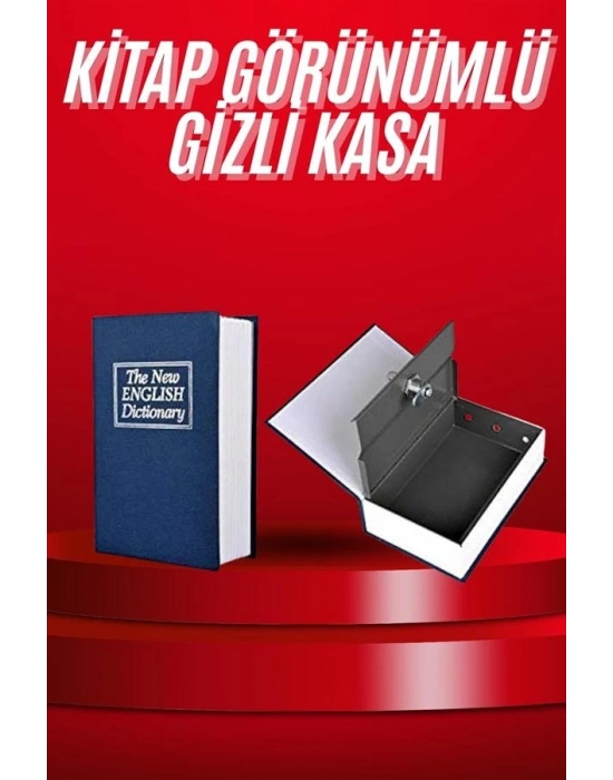 ® Kitap Görünümlü Gizli Kasa Büyük Boy Anahtarlı Kilitli Para Kasası