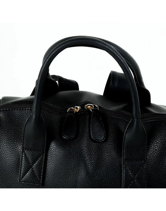 ®   Kitty Deri Anne Bebek Bakım Sırt Çantası 7271 Siyah