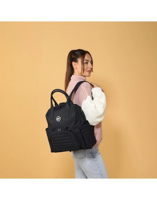 ®   Kitty Deri Anne Bebek Bakım Sırt Çantası 7271 Siyah