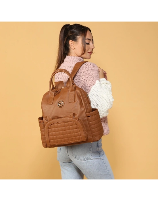 ®   Kitty Deri Anne Bebek Bakım Sırt Çantası 7271 Taba