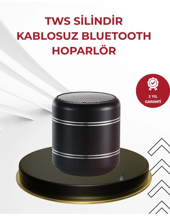 ® Kompakt Silindir Metal Bluetooth Hoparlör 400 mAh Uzun Pil TWS Destekli