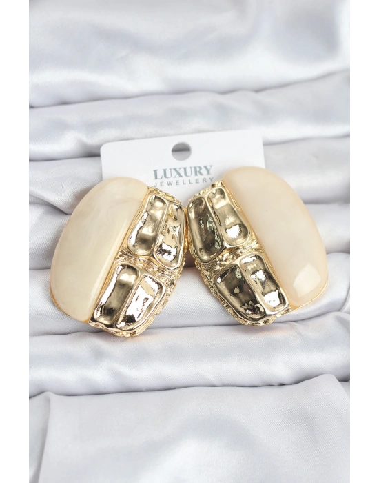 ® Krem Renk Pirinç Vintage Kadın Küpe