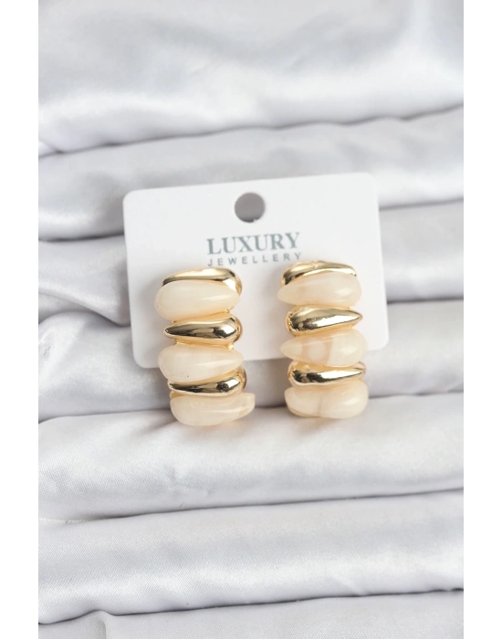 ® Krem Renk Pirinç Vintage Kadın Küpe