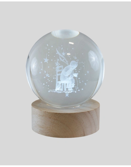® Küçük Prens Cam Küre USB Işıklı Ahşap Standlı Büyük Boy